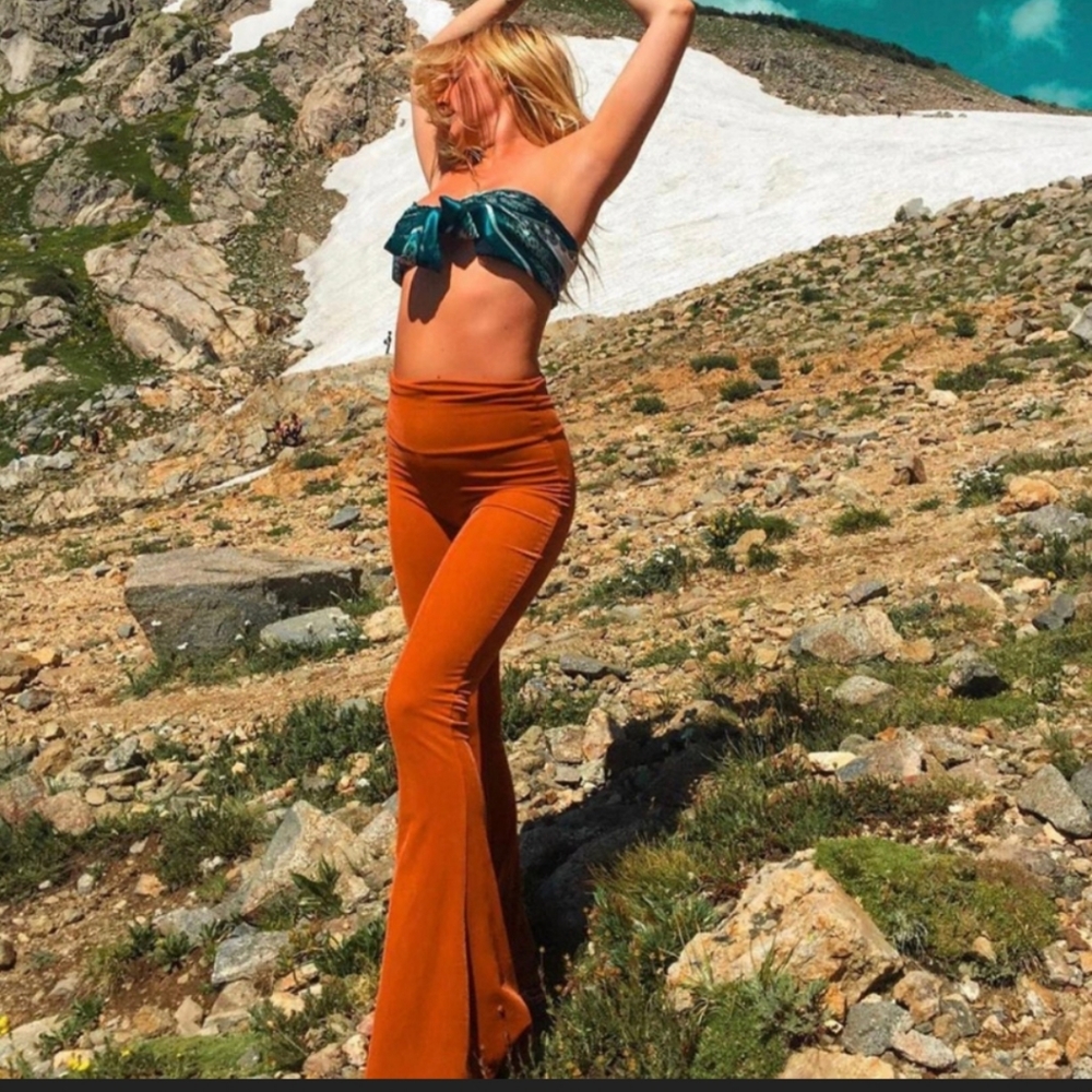 Home Cooked Karma Orange Velvet Bell Bottoms - Picture 1 of 13